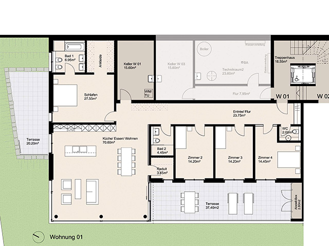 Zeiningen TissoT Realestate : Ground-floor flat with garden 5.5 rooms