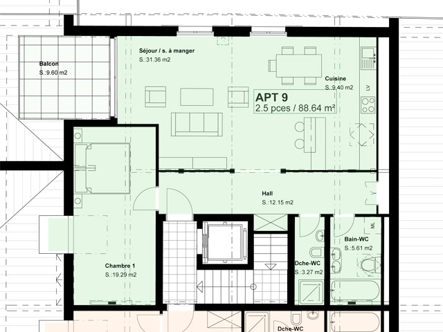 Bettens TissoT Immobilier : Appartement 2.5 pièces