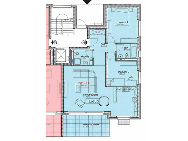 real estate - Cheseaux-sur-Lausanne - Flat 3.5 rooms