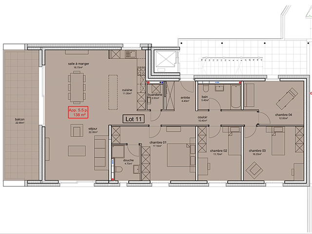 Echallens TissoT Realestate : Appartement 5.5 rooms