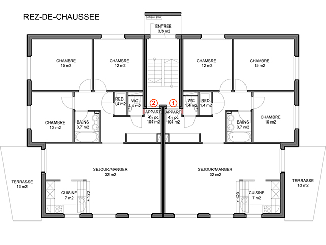 Villars-le-Grand TissoT Realestate : Flat 4.5 rooms