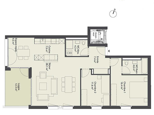 Sugiez TissoT Immobilier : Appartement 3.5 pièces